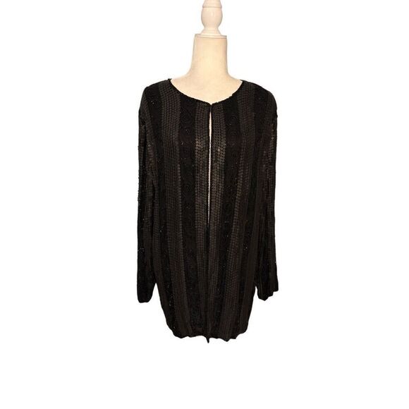 NWT Vintage Jewel Queen black sequined jacket - Picture 1 of 9